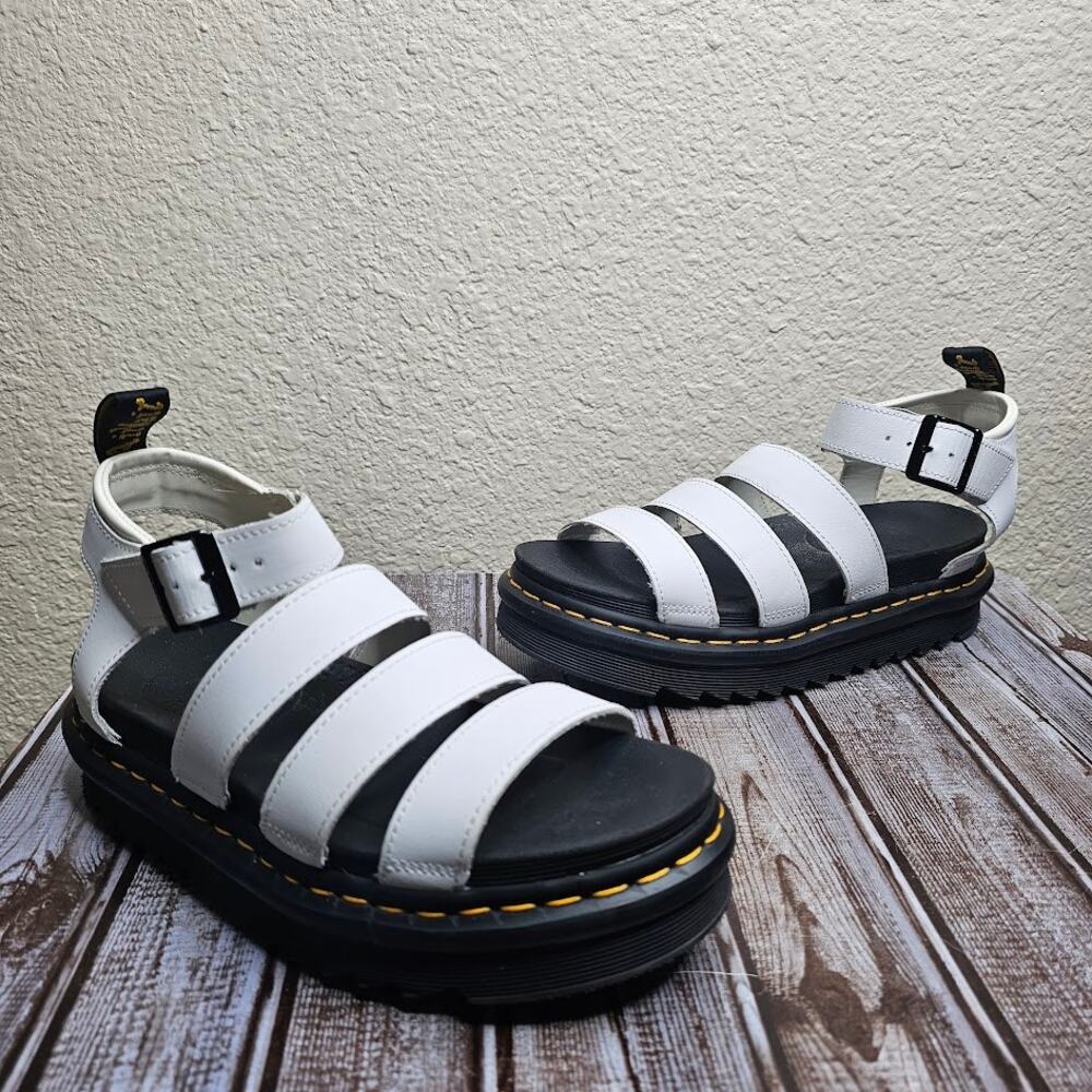 Doc Martens Blaire Sandals white black platform lug soles Women's size 7